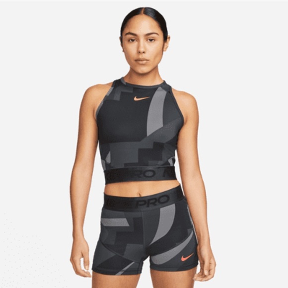 Nike Women's Pro Dri-Fit Cropped Training Tank Top - Black/Gray - New with tags - Picture 1 of 9